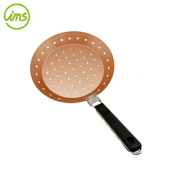 Round Grill Basket Pan With Removable Handle